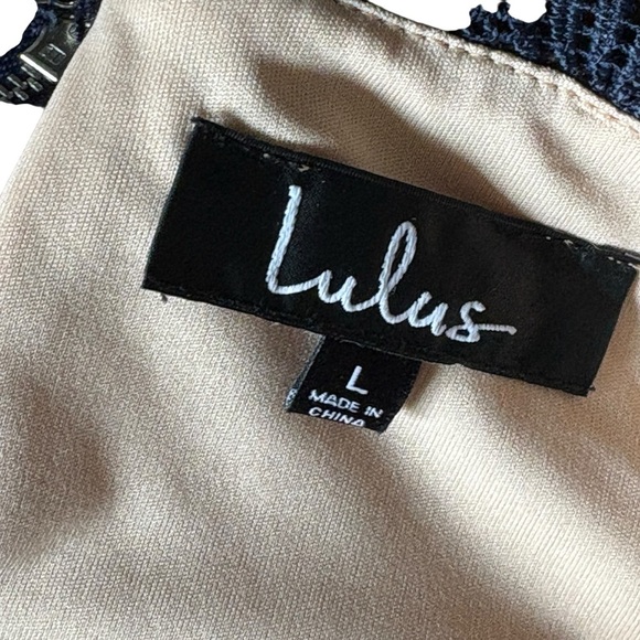 Lulu's NWT Celebrate Life Navy Blue Lace Halter Mini Dress Size Large - Picture 5 of 12